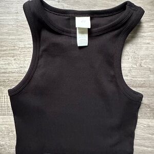 H&M Black Fitted Crop Tank Top